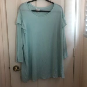 Ruffled blue sweater